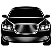 Black luxury sedan front view illustration black and white automotive vector