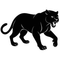 Black panther pouncing with open mouth and sharp claws big cat predator vector
