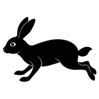 Black silhouette of a running hare with long ears and white eye rabbit vector