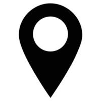 Black location pin icon with white circle map marker navigation vector