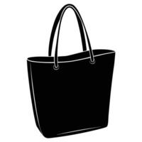 Black tote bag with white trim and handles handbag accessory vector