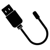 Black usb cable connector and flexible wire technology vector