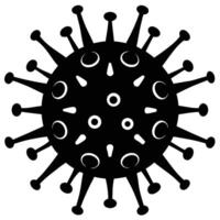 Stylized black virus with spikes and circular patterns microscopic biology vector