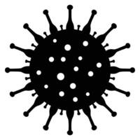 Black silhouette of a virus with spikes and dots microscopic white vector