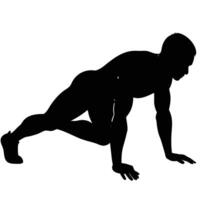 Silhouette of athletic man performing push up exercise fitness vector