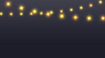 Glowing lamps garland. Decorative Christmas lights. Fairy lights chain. Wall decoration for party. Led bulb lamp strings vector