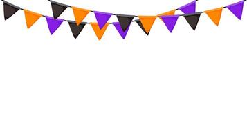 Halloween bunting. Black, orange and purple repeating flag garland. Triangle pennants chain pattern. Party bunting decoration. Celebration flags for decor. banner background vector