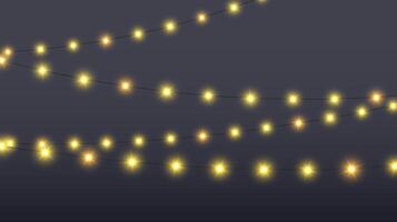 Glowing lamps garland. Decorative lights. Fairy lights chain. Wall decoration for party. Led bulb lamp string. vector