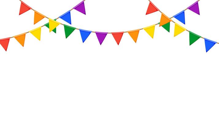 LGBT garland. Rainbow color pennants chain. Party bunting decoration. Triangle celebration flags