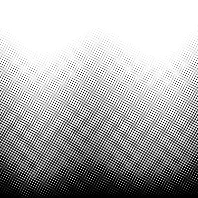 Halftone gradient background. Grunge halftone pop art texture with vanishing effect. White and black faded grainy wallpaper. Retro backdrop