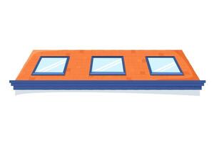 Roof windows. Skylights on tile sloping or pitched roof. Mansard or ceiling windows. vector