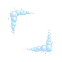 Soap bubble frame. Foam boarder. Blue suds divider and separator. Square decoration elements. vector