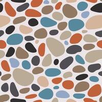 Pebble seamless pattern. Smooth stones background. Cobblestone paving texture. Sea or river pebbles wallpaper. vector