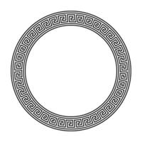 Greek ornament circle frame. Meander round pattern. Ancient Greek fret border. Geometric meandros motif vector