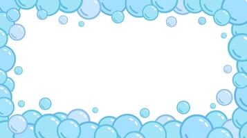 Blue soap bubbles frame. Foam border, suds decorative divider. Soap bubbles pattern vector