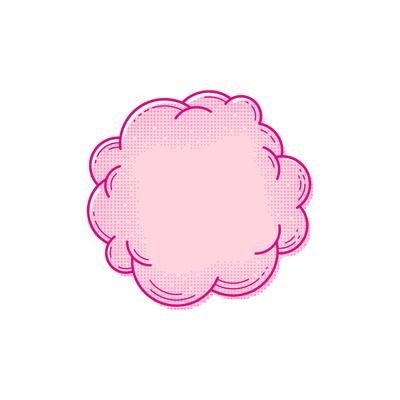 Text box template in comic style. Empty halftone text bubble. Pop art cloud for banner. Pink comic box balloon. Message or speech bubble.