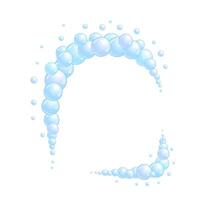 Soap bubble frame. Foam boarder. Blue suds divider and separator. Rounded decoration elements. vector