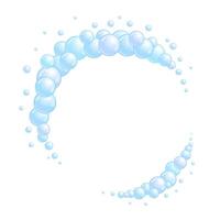 Soap bubble frame. Foam boarder. Blue suds divider and separator. Round decoration elements vector