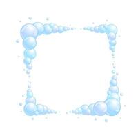 Soap bubble frame. Foam boarder. Blue suds divider and separator. Square decoration elements vector