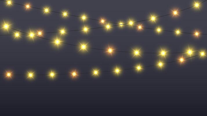 Glowing lamps garland. Decorative Christmas lights. Fairy lights chain. Wall decoration for party. Led bulb lamp string