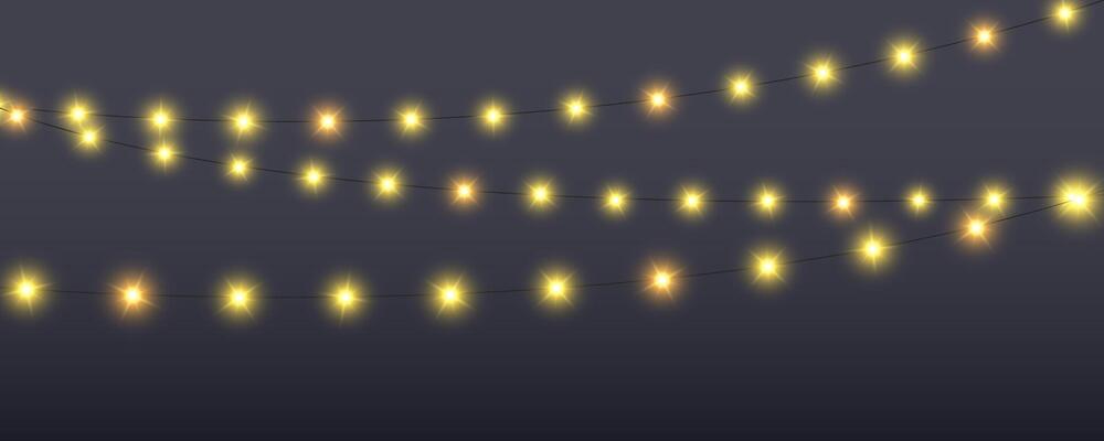 Glowing lamps garland. Decorative Christmas lights. Fairy lights chain. Wall decoration for party. Lamp strings