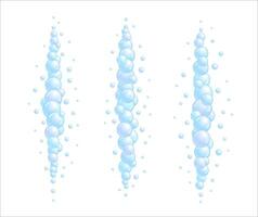 Soap bubble divider set. Vertical foam decoration element. Blue suds cloud border collection. vector