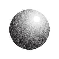 Grain circle gradient. Stippled round shape. Radial stochastic dotwork texture. Random grunge noise background. Black dots sphere. vector