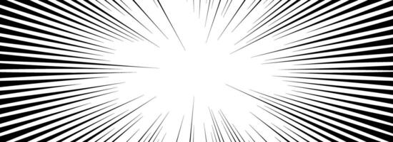 Comic speed lines background. Cartoon book explosion effect. Superhero radial line pattern frame. Pop art flash beams or rays. Manga or anime sunburst wallpaper. Impact backdrop vector