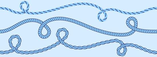 Seamless wavy rope pattern. Repeating hemp cord stripes background. Nautical repeated braid wallpaper. Marine twine hemp cord motif. Chain, wire or plait loop stripes bundle. vector
