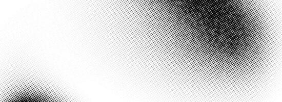 Grunge halftone gradient texture. Black pixelated grange backdrop. Weathered grit noise background. Damaged glitched print overlay. Fade gritty sand wallpaper. Old smudged texture surface vector