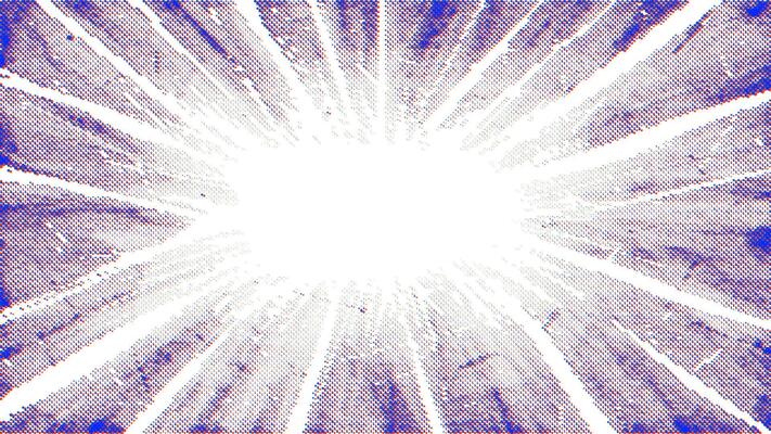 Halftone radial texture. Comic style grain background. Pop art purple textured frame. Grunge speckle effect. Dotted particles print wallpaper. Purple pixelated gradient backdrop