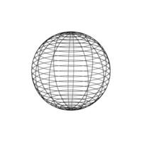 Wireframe sphere. Globe grid frame element. Geometric round net. Outline graphic design element. vector