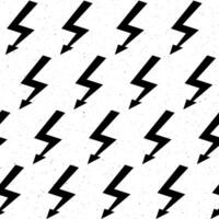 Black lightning bolts seamless pattern. Grunge thunderbolts repeating background. Textured storm and lightning strikes ornament wallpaper. Energy power or electricity voltage symbols. vector