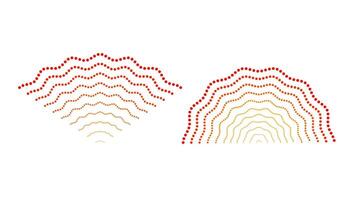 Red rippled doted signals. Sonar or sound wave lines. Epicentre, target, radar, vibration element concepts. Radio pulsating signal. vector
