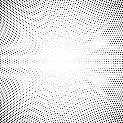 Halftone fading texture. Dotted concentric fade circles. Black and white pop art