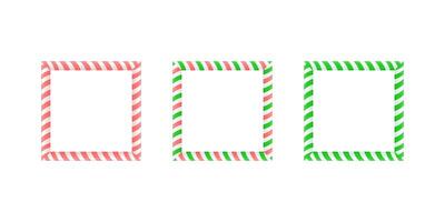 Christmas square frame set. Candy cane border with striped lollipop pattern. Xmas and new year template collection. vector