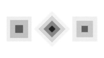 Halftone concentric square set. Comic texture rectangles collection. Dotted design elements collection. Abstract background. vector