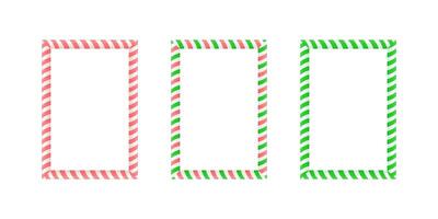 Christmas rectangle frame set. Candy cane border with striped lollipop pattern. Xmas and new year template collection. vector