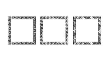 Greek ornament square frame set. Meander rectangle patterns collection. Ancient Greek fret borders. Geometric meandros motif. vector