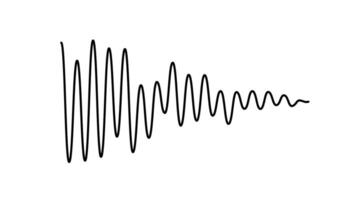 Sinusoid fading signal. Black curve sound wave. Voice or music audio concept. Pulsating line. Fading out electronic radio graphic. vector
