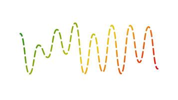 Colored curve sound wave. Voice or music audio signal. Dotted sinusoid line. Electronic radio graphic. vector