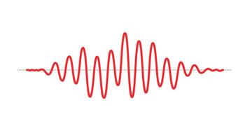 Red sinusoid impulse signal line. Black curve sound wave. Voice or music audio concept. Pulsating electronic radio graphic. vector