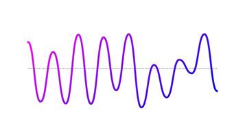 Purple curve sound wave. Voice or music audio signal. Sinusoid line. Electronic radio graphic. vector