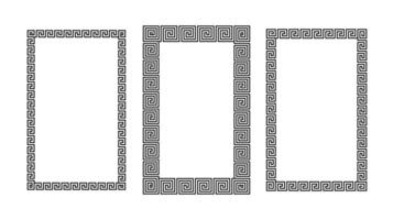Greek ornament rectangle frame set. Meander rectangle patterns collection. Ancient Greek fret borders. Geometric meandros motif. vector