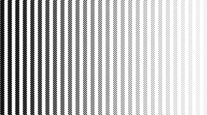 Dotted fading lines pattern. Black and white vanishing stipple background. Vertical dots stripes wallpaper. Abstract minimalistic texture. Monochrome vecto