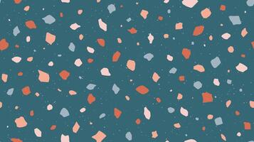 Terrazzo seamless pattern. Repeating floor texture. Green mosaic background. Trendy surface and textile design. vector