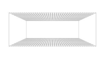 Perspective grid background. Rectangle wireframe room or box. Design element. vector