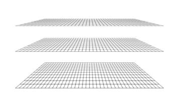 Flat grid surface set. Rectangle plane in different perspective. Different angles design elements collection. vector
