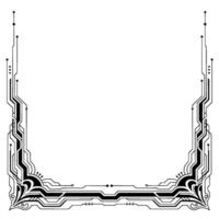 Tech Circuitry Frame Minimalist Black White Border For Futuristic vector