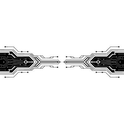 Symmetric Circuit Board, Black And White Tech Background